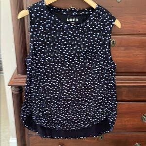 LOFT Blue Sleeveless with light blue Polka Dot Blouse